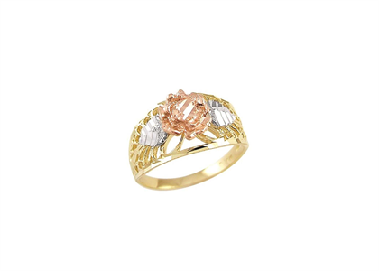 Three Tone Plated Filigree Flower Ring